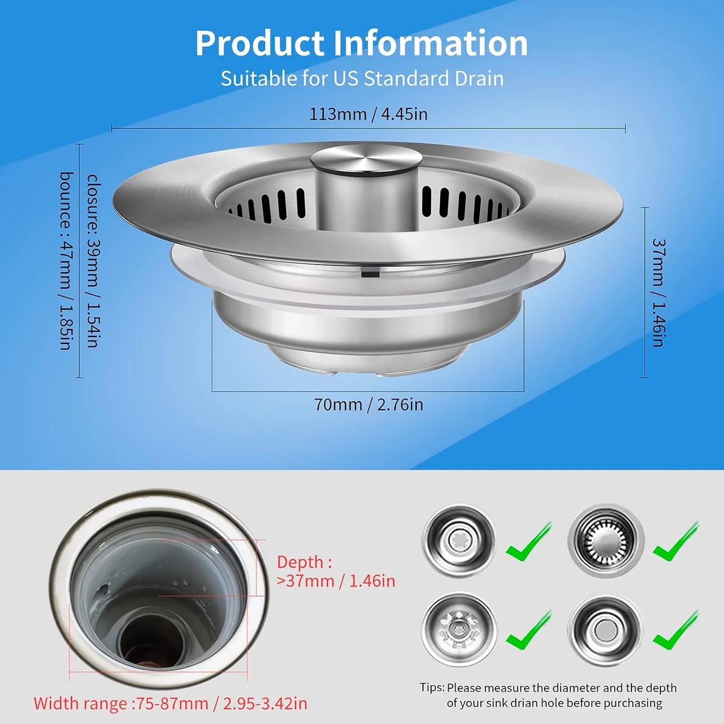 Stainless Steel Sink Strainer