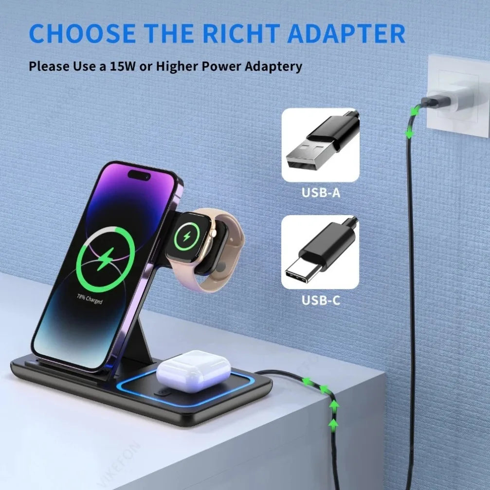 3-in-1 Foldable Wireless Charging Station