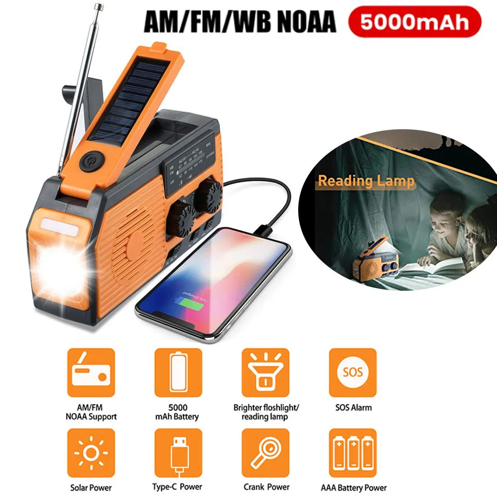Portable Emergency Solar Crank Radio
