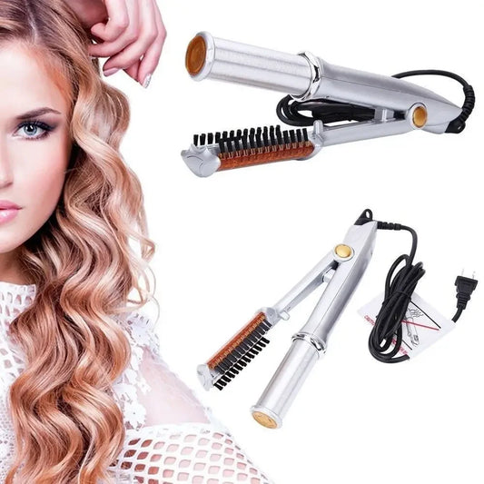 2-in-1 Hair Curler & Straightener Brush