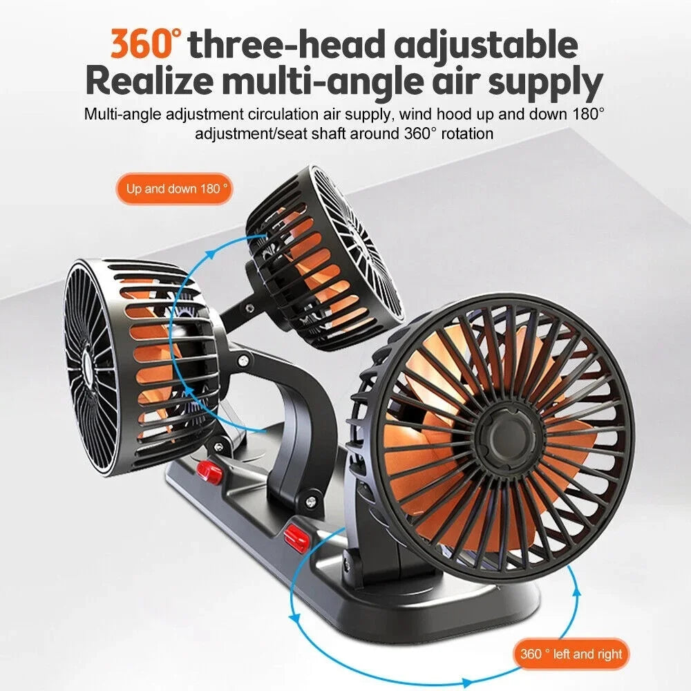 Triple Head Car Cooling Fan